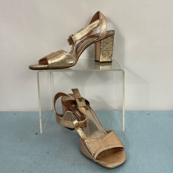 Liz Claiborne Rose Gold T Strap Block Heel - Picture 1 of 7